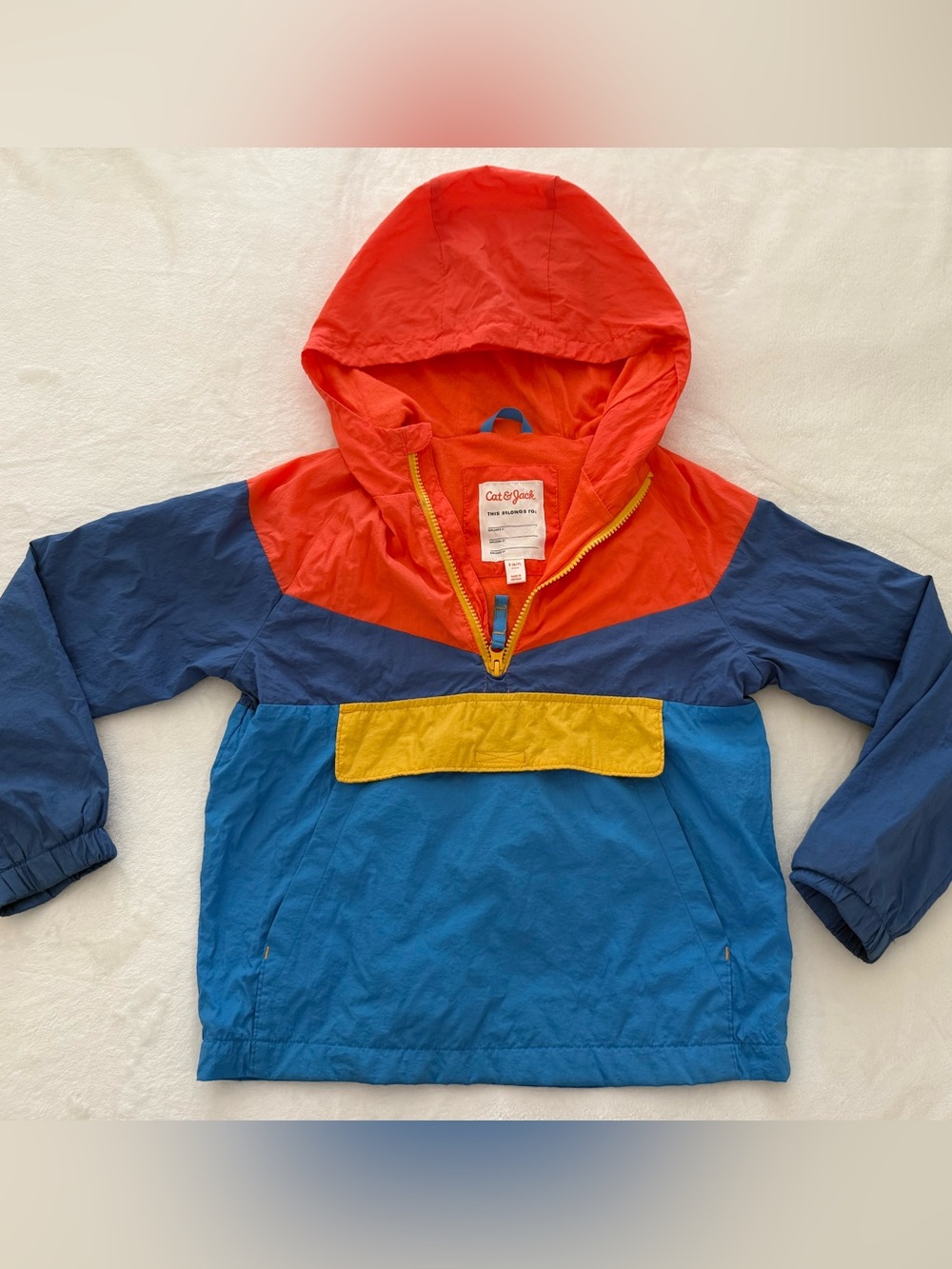 Cat & Jack Lightweight Color Block Windbreaker Pullover Quarter-Zip Jacket - 6/7
